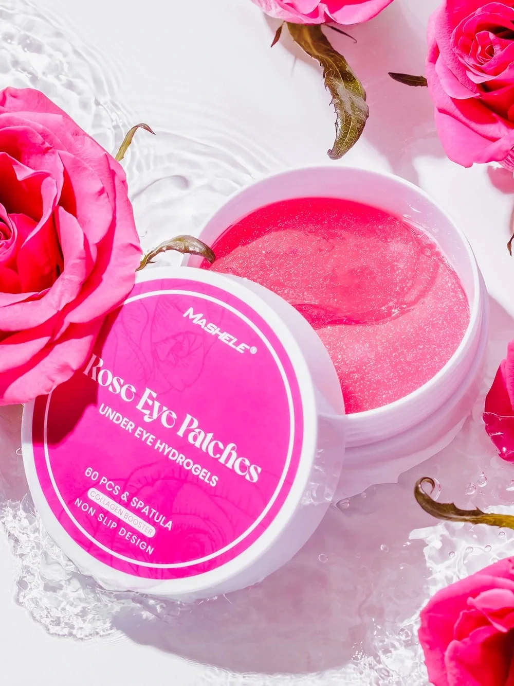New 60 pcs Mashele Rose Eye Patches - Pink Hydrogel Under-Eye Patches Masks